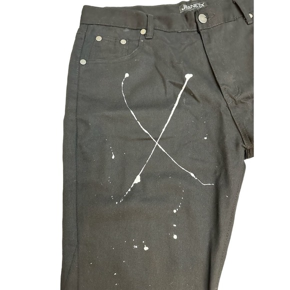 Jeanetix paint splattered black jeans size 40 x 32 - Picture 4 of 11